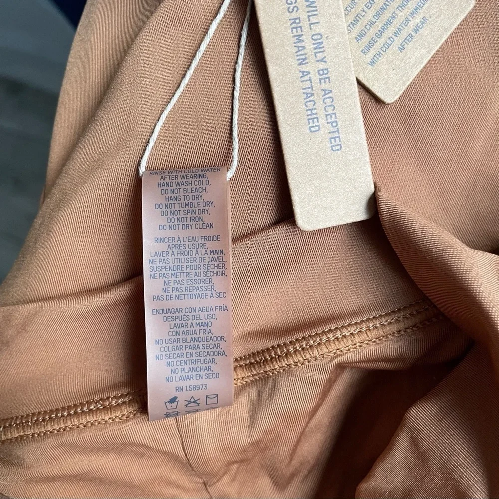 New! Skims Swim Mock Neck Cycle Suit One Piece in Almond nwt 30614
